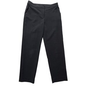 St John Dress Pants Womens 10 Black Cropped Straight Leg Zip Pockets Career